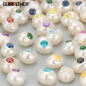 MD98 DIY Jewelry Accessories Natural Pearl with Zircons Handmade Brass Charms Necklace Making Findings 6pcs/Lot