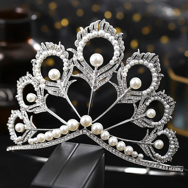 Wedding Rhinestones Tiaras Women Round Pageant Crowns Bridal Crystal Crowns