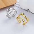 A Popular High-end Silver Ring with Multiple Layers of Water Ripples and an Open Ring for Women