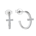 Cross Shape S925 Sterling Silver Stud Earrings Cubic Zirconia 925 Sterling Silver Womens Earrings for Girls