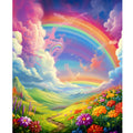 Full round 5D DIY Diamond Painting Rainbow Flower Embroidery Cross Stitch 30x40cm/12x16inch Landscape Frame for Home Decor Gift