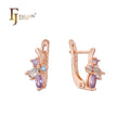 FJ Fallon Fashion Jewelry Cluster Colorful CZs Fruits Clip-On Earrings Plated in Rose Gold Brass Based
