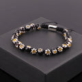 New Fashion 6mm Lampwork Glass Colored Glaze Sunflower Beads Adjustable Custom Macrame Bracelet Women Jewelry JBS12281