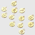 Horoscope Jewelry Customized 14K Gold Plated Stainless Steel Pendant Disc Charms Hollow 12 Zodiac Sign Charms for DIY Necklace
