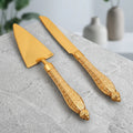 2026 New Arrived Gold Zinc Alloy Flatware Set with Pizza Cutter Wedding Cake Knife & Server 2Pack for Baking and Restaurants