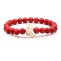 Creative Dolphin Shape Tiger Eye Stone Beads Bracelet Elastic Rope Adjustable Dolphin Natural Turquoise Beaded Bracelet