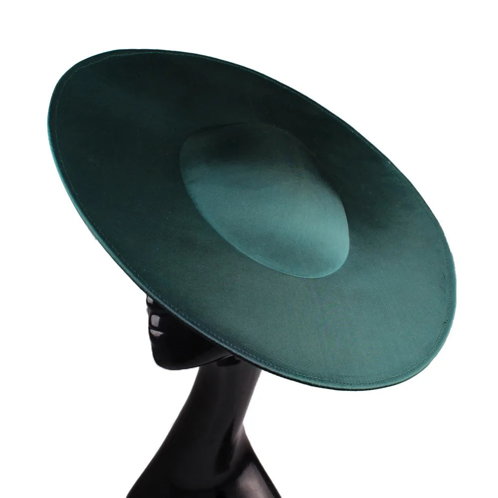 New Fashion Ladies Widebrim 41cm Bridal Wedding Party Satin Fascinator Hat Ascot Royal Church Derby Wedding DIY Hat Base