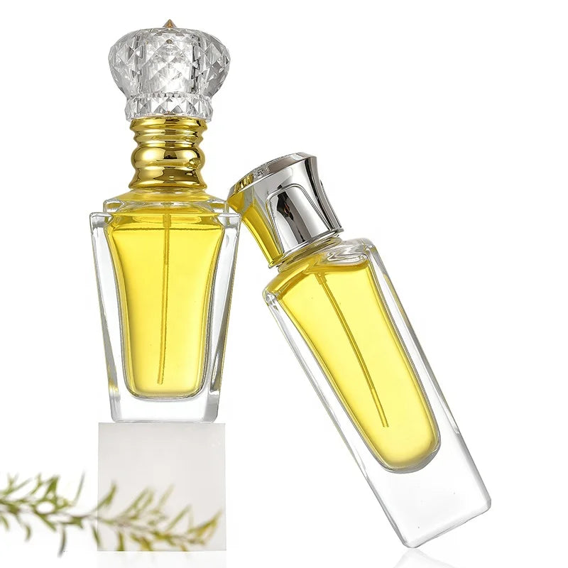 Luxury 50ml/60ml Square Perfume Glass Bottle Clear Empty Heavy Bottom with Spray Cap and Screen Printing