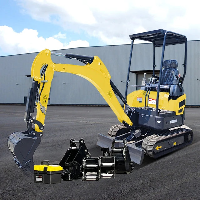 Mini Construction Machine 1ton Digger Rubber Truck Small Crawler Excavator With Closed Cab and Hydraulic Attachment