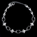 Sterling Silver 6*8mm Semi Mount Bracelet Empty Support Blank Claws Setting S925 Base Holder Without Center Stone for Inlay DIY