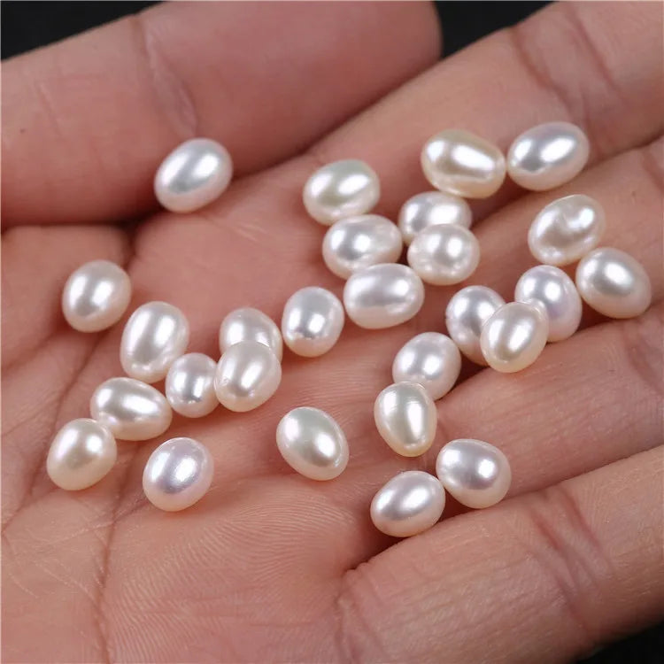 Natural Pearls Wholesale 5-6mm White Rice Freshwater Pearl Loose Beads