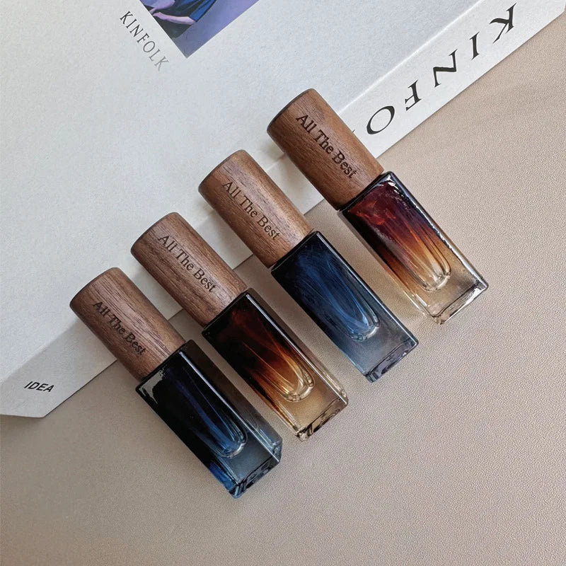 Amber Dark Blue  Square Perfume Spray Empty Bottles with Wooden Cap 5ml 10ml 15ml Roller Bottle Glass Perfume Bottle