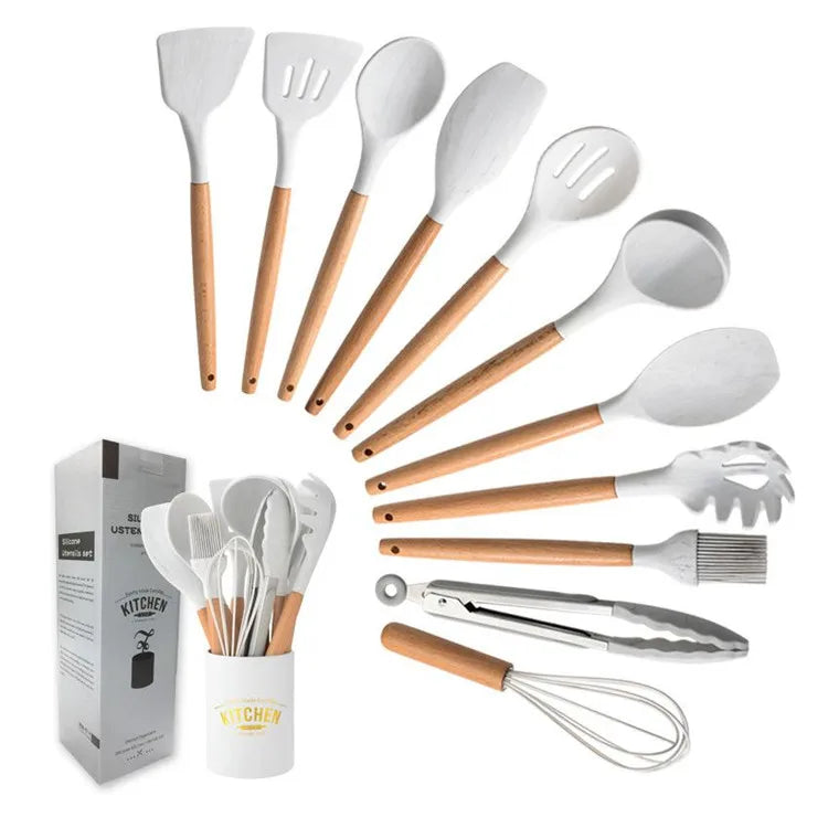 New Arrivals 12pcs Modern Kitchen Household Silicone Utensils Cooking Sets with Plastic Handles Color Box Kitchen Cooking Tools