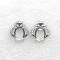 Sterling Silver 6*8mm Semi Mount Stud Earrings Empty Support Blank Claws Setting S925 Base Without Center Stone for DIY Inlay