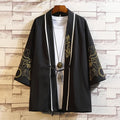 M-5XL Chinese Style Men's Xianhe Embroidered 3/4 Sleeve Top Men's Fashionable Cardigan Thin Hanfu Jacket
