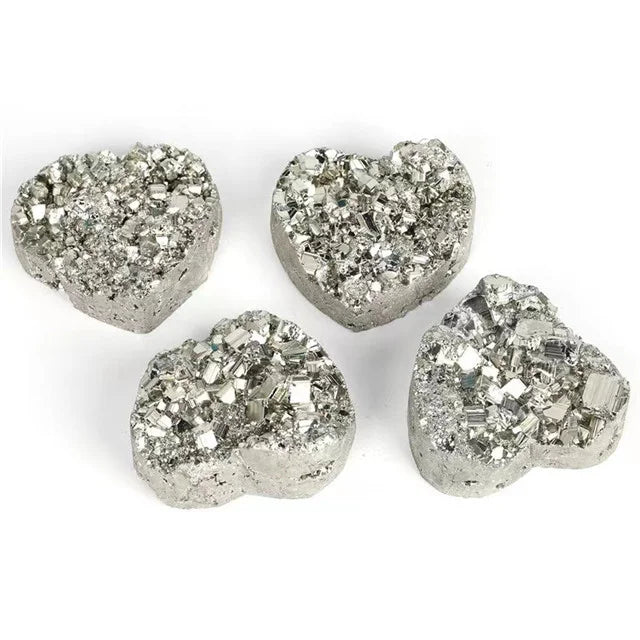 Wholesale Semi-precious Stone Crafts Carved Natural Pyrite Cluster Heart Shaped Stone Meditation Healing Reiki Gemstone