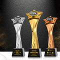 Personalized Gold Silver Bronze Resin Star Crystal Trophy Award MH-J0361