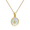 Wholesale Custom Gold Plated Stainless Steel Mother of Pearl Shell Alphabet Letter Pendant Necklace for Women Cute Anniversary