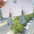 New Stainless Steel Jewelry Waterdrop Shape Handmade Pressed Flowers Earrings 2022