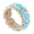 Wholesale Light Blue Crystal Hand-Woven Cuff Bracelet Chunky Trend Ladies' Bangles for Mom Custom Gift Idea