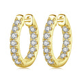 925 Sterling Silver Gold Plated Moissanite Hoop Earrings D Color Round Cut Lab Diamond Hypoallergenic Hoop Earrings for Women