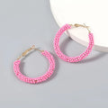 2025 White Yellow Pink Earring for Women Retro Simple Seed Beads Resin Hoop Earrings