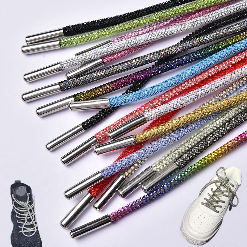 4mm Rhinestone Shoelaces Rope Bling Diamond Crystal Shoes Hoodies Drawstring Sneakers Boots Laces Accessories