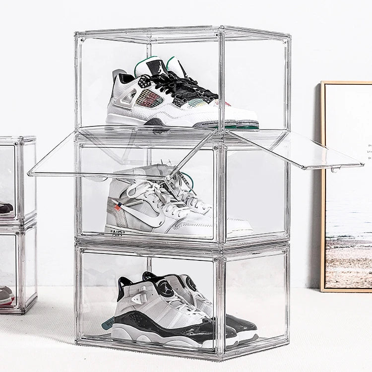 Transparent Large Size Plastic Acrylic Shoe Box Sneaker Storing Container clear Shoe Organizer Leather Shoes Storage Show Rack