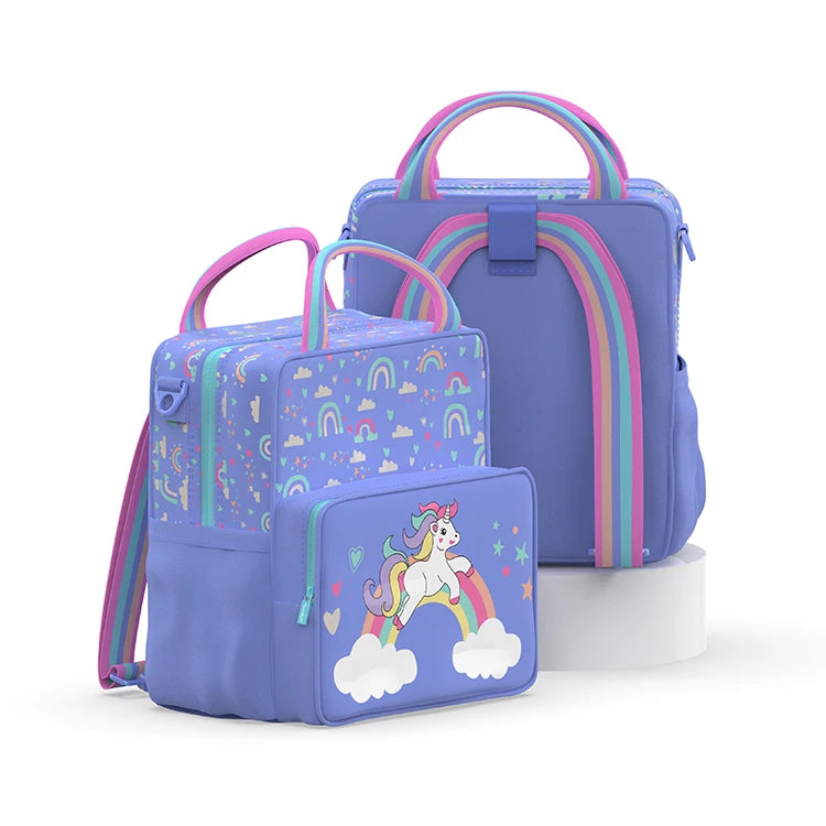 New Arrival Kids School Lunch Bag Factory's Unicorn Cartoon Food Carrier Made of Durable Polyester