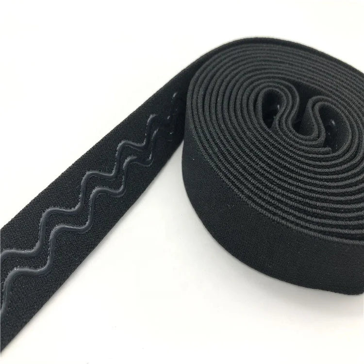 Custom White Black Colorful Anti slip Silicone Gripper Bra Elastic Tape Elastic With Silicone for Underwear and Clothing