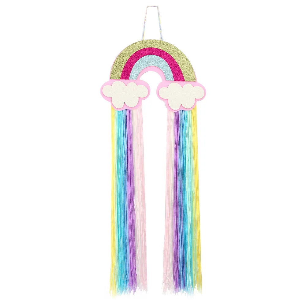 Nova Girls Room Decoration Glitter Rainbow Hair Bow Organizer Belt Storage Hair Clips Holder Accessories Display