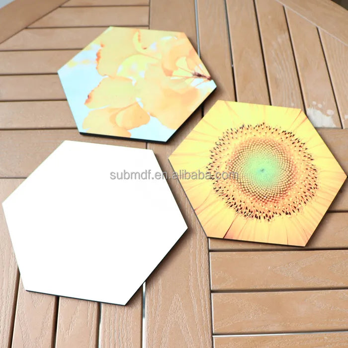 Customized Home Decoration Blanks Wood Art Panels Gloss MDF Photo Plaque Hexagon Sublimation Blank Wall Decor