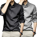 RNSHANGER Plus Size 6XL Men Shirts Fashion Non Ironing Long Sleeved Business Dress Shirt Soft Breathable Solid Color Male Shirts