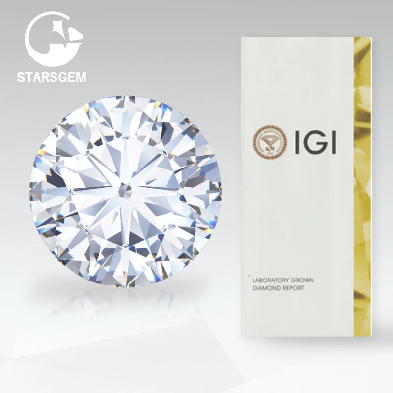Starsgem IGI Certified 5 4 3 2 Carat White Lab-Grown 5ct 4ct 3ct 2ct Lab Grown Diamond