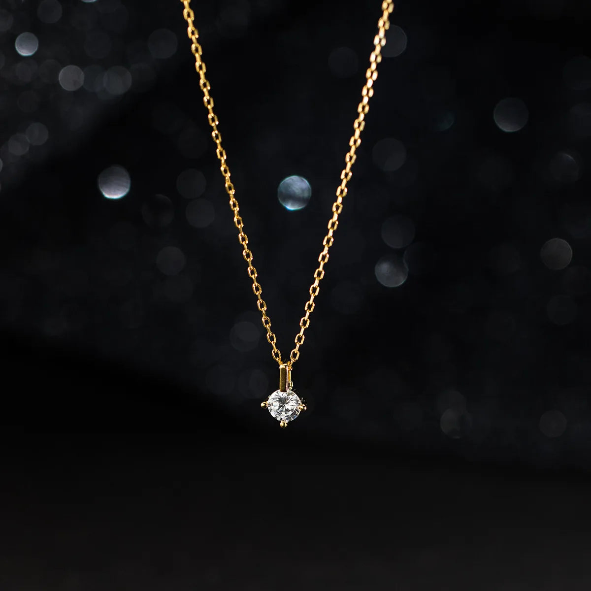 Fashion 925 Sterling Silver Simple Small Zircon Pendant Necklace Jewelry 18K Gold Plated Collarbone Chain Necklace for Women