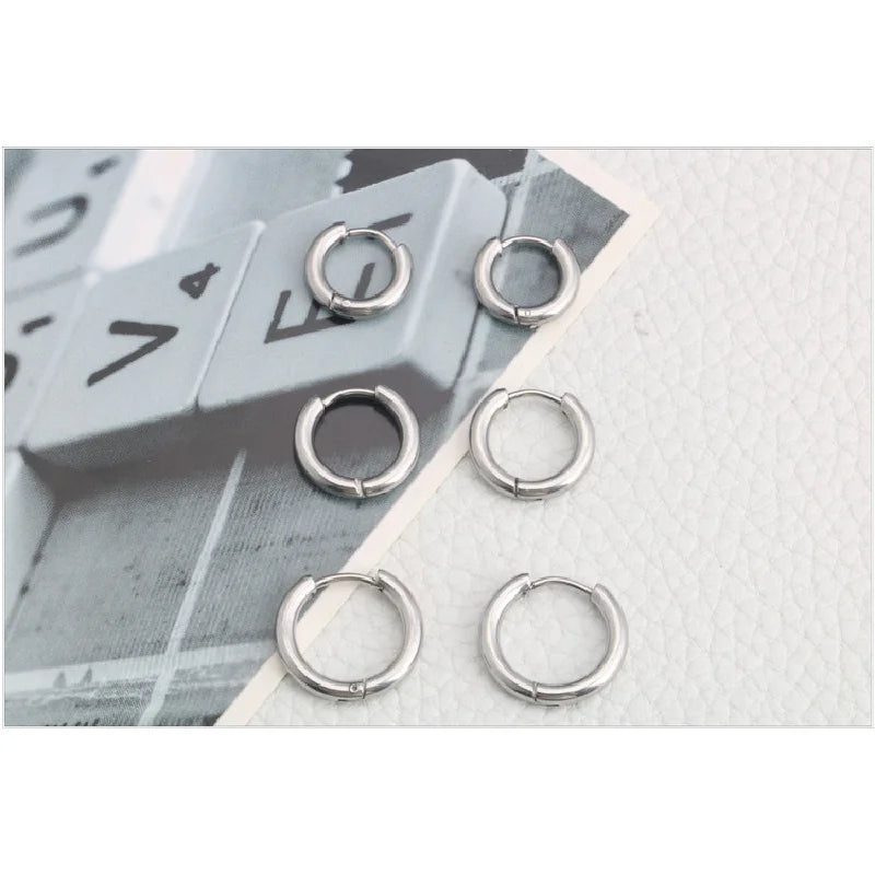 Japanese and Korean Version of European American Hop Stainless Steel Earrings Metal Circle Fashion Simple Stainless Ear Ring