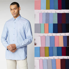 Shaoxing Supplier Low MOQ Cotton Dot Dress Shirt Fabric Dobby Jacquard Woven Herringbone Slub for Boys Clothing Hospital