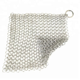 20x15 1.2mm Stainless Steel Plain Weave Scrubber Ring Mesh Corrosion Resistant Eco-Friendly Silver Square Hole Kitchen Cleaning