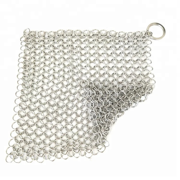 20x15 1.2mm Stainless Steel Plain Weave Scrubber Ring Mesh Corrosion Resistant Eco-Friendly Silver Square Hole Kitchen Cleaning