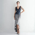 19617# Long Banquet Slim Evening Temperament Elegant Long Gradient Bead Craft Beading Party Dress