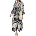 2024 Casual Streetwear Vintage Plus Size Boho Floral Beach Dress Long Sleeve Loose Dresses Elegant Summer Maxi Dress