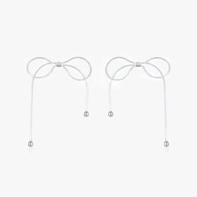 925 Sterling Silver Simple Fine Jewelry Snake Chain Handmade Bowknot Stud Earrings for Women