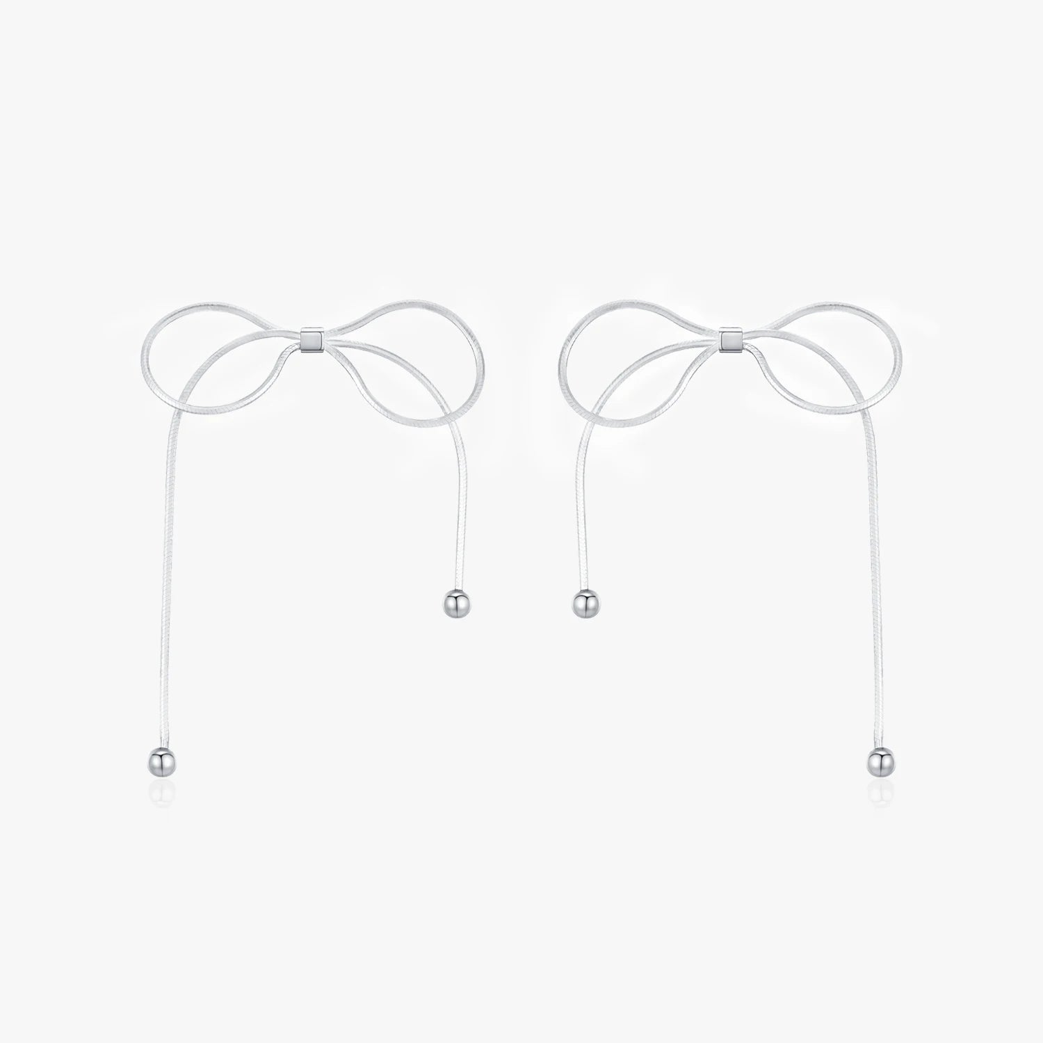 925 Sterling Silver Simple Fine Jewelry Snake Chain Handmade Bowknot Stud Earrings for Women