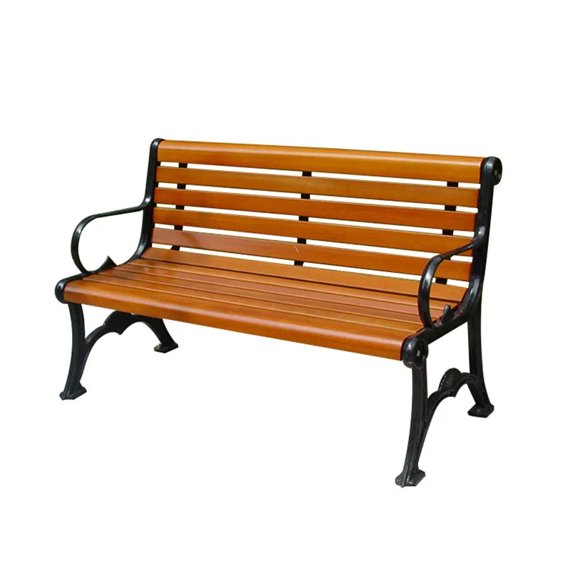 Outdoor Furniture Wpc Wood Bench Seat Outside Park Exterior Bench Chair Out Door Garden Cast Iron Leg Timber Bench Seating