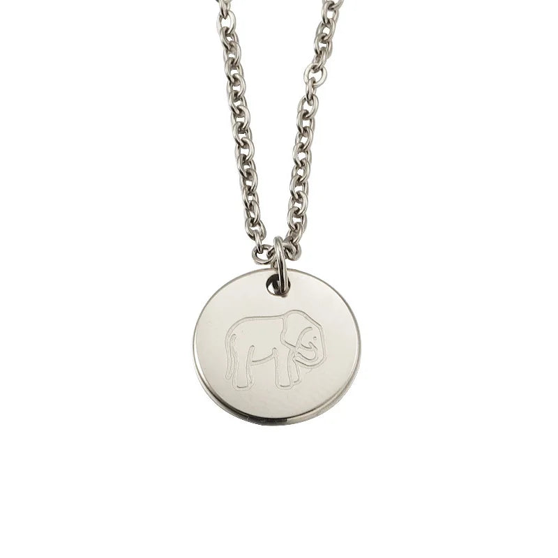 Chic Simple Exquisite Animal Necklace With Rounded Corners - Stainless Steel Wind Elephant Pendant Fashion Jewelry Necklaces