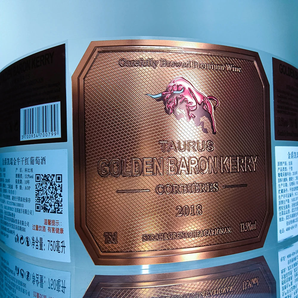 Custom Roll Package Luxury Packaging Transparent Liquid Bottle Body Stick Embossed Gold Aluminum Tin Pewter Foil Labels Logo