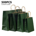Custom Printed Eco-Friendly Kraft Paper Gift Bag Patch Handle Restaurant Catering Takeaway Packaging Custom Logo Size Available