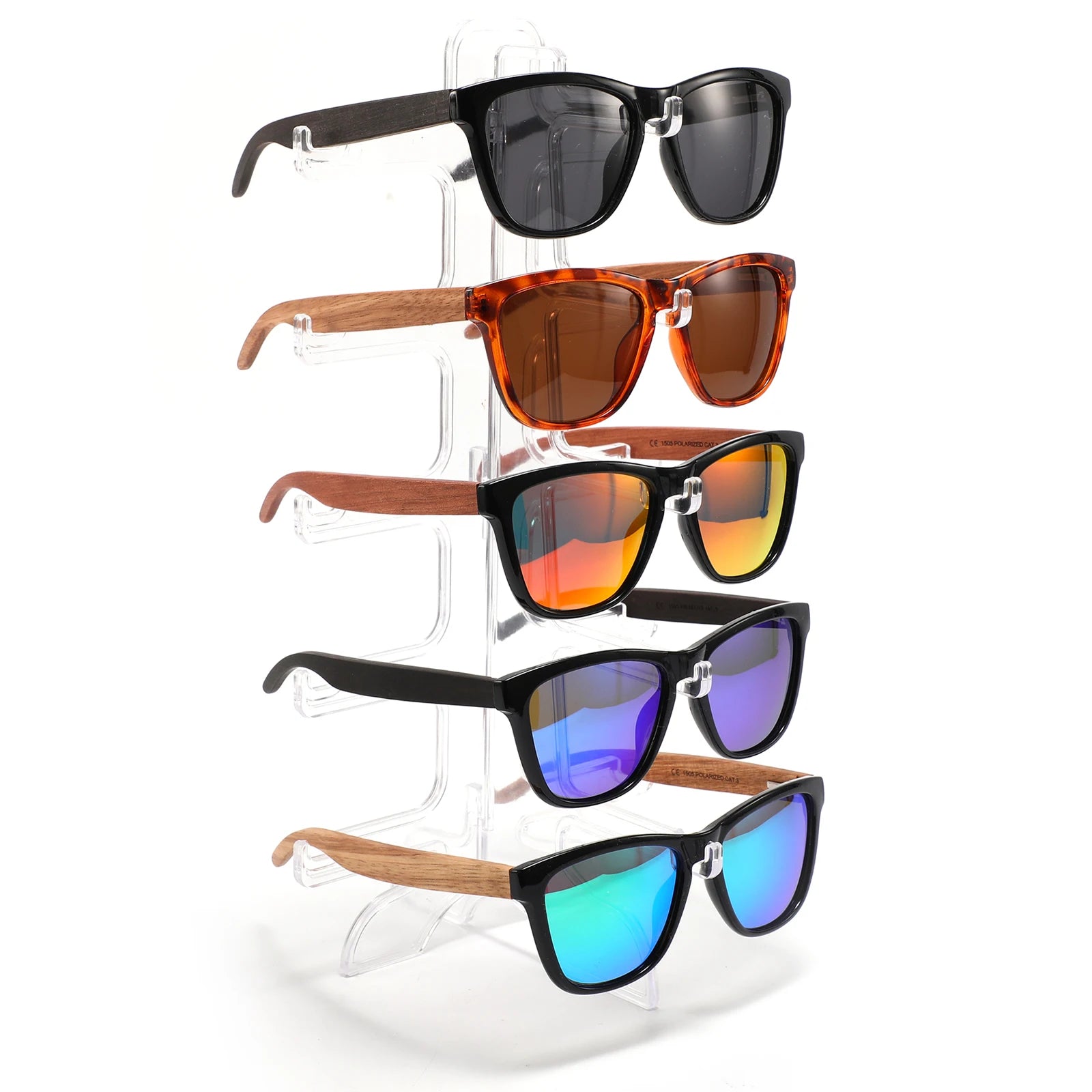 2025 Hot Selling Trendy PC Frame Wooden Polarized Sunglasses Manufacturer Retro Laser logo Wood Eye Glasses