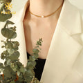 Delicate Tarnish Free Waterproof Women 18K Gold Plated Chain Natural Fresh Water Jewelry Stainless Steel Pearl Pendant Necklace