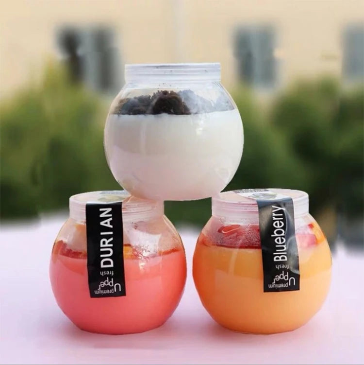 210ml   Yogurt Mousse Glass Jar with Plastic Lids 160ml Empty Milk Pudding Bottle for Jelly and Jam